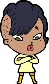 cartoon surprised girl vector