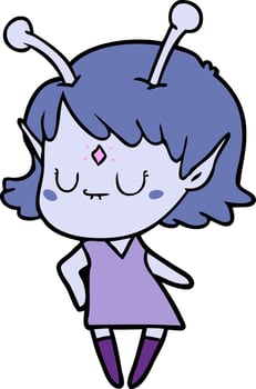 cartoon alien girl vector