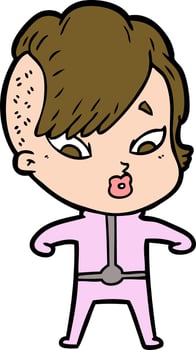 Cartoon surprised girl vector