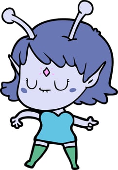 Cartoon cute alien girl vector
