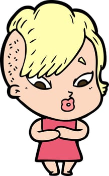 Vector woman character in cartoon style
