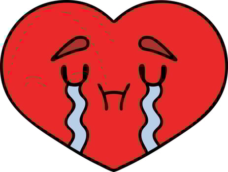 cartoon of a crying love heart vector