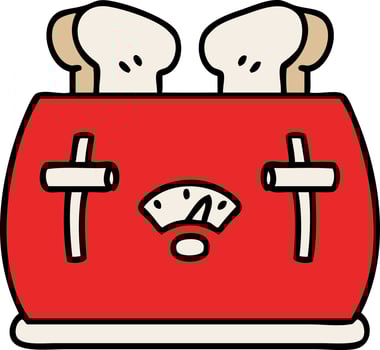 cartoon of a toaster popping out toast vector