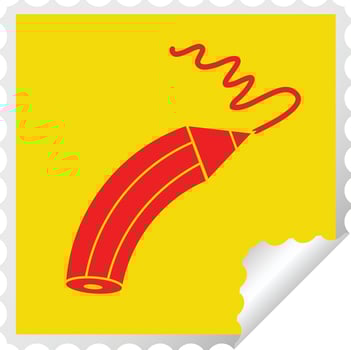 pencil drawing a line square peeling sticker vector
