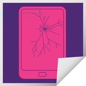 broken electronic tablet square peeling sticker vector