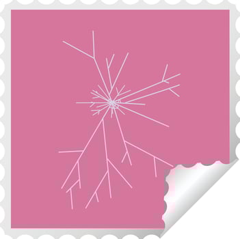 cracked screen graphic square sticker stamp vector