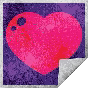 heart peeling sticker graphic vector illustration square peeling sticker