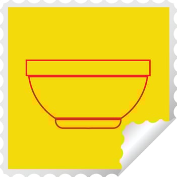 Rice bowl square peeling sticker vector illustration