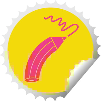 pencil drawing a line circular peeling sticker vector