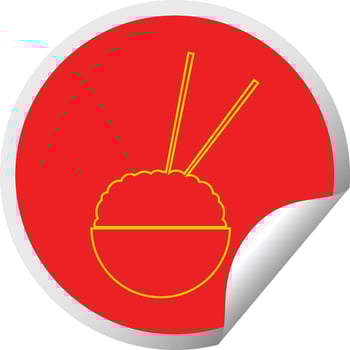 Rice bowl circular peeling sticker vector illustration
