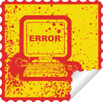 distressed sticker icon illustration of a computer error vector