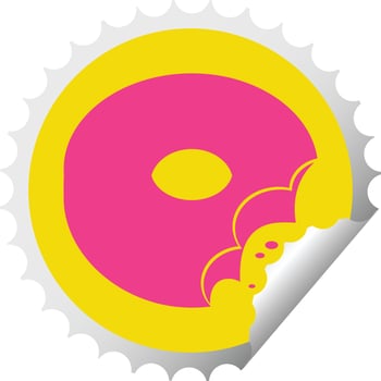 bitten donut graphic vector circular peeling sticker