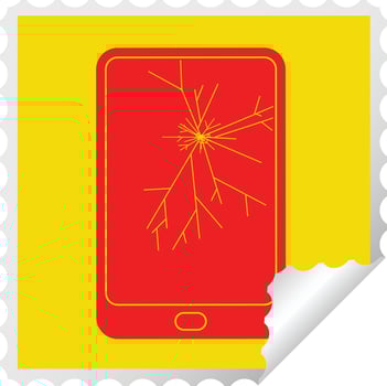 broken electronic tablet square peeling sticker vector