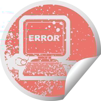 distressed sticker icon illustration of a computer error vector