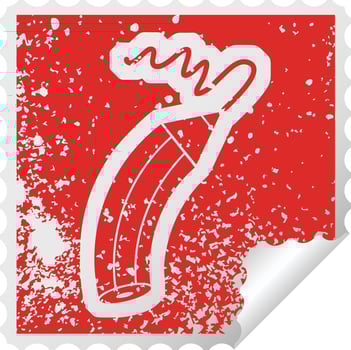 distressed sticker icon illustration of a pencil drawing a line vector