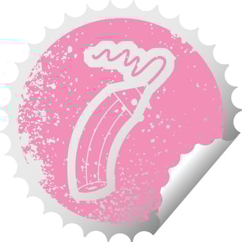 distressed sticker icon illustration of a pencil drawing a line vector