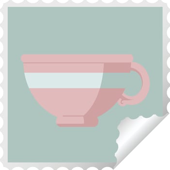 coffee cup graphic square sticker stamp vector