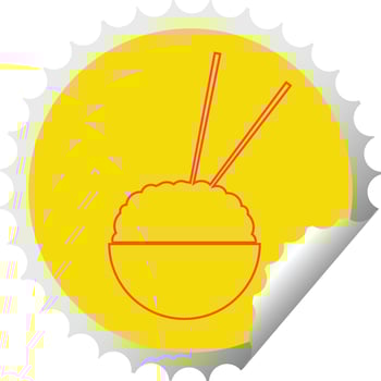 Rice bowl circular peeling sticker vector illustration