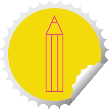 pencil vector illustration circular peeling sticker