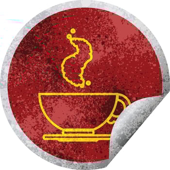 hot cup of coffee circular peeling sticker vector