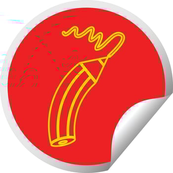 pencil drawing a line circular peeling sticker vector
