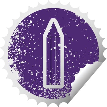 distressed sticker icon illustration of a pencil vector