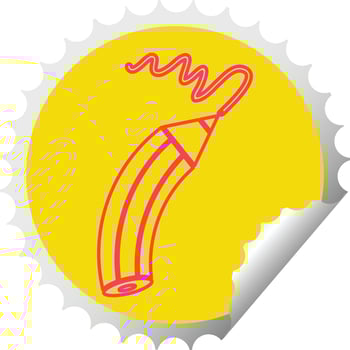 pencil drawing a line circular peeling sticker vector