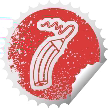 distressed sticker icon illustration of a pencil drawing a line vector