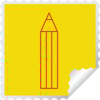 pencil vector illustration square peeling sticker