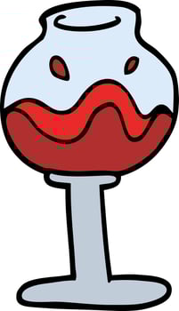 hand drawn doodle style cartoon glass of wine vector