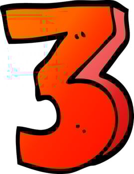 vector gradient illustration cartoon number three