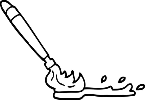 black and white cartoon paint brush vector