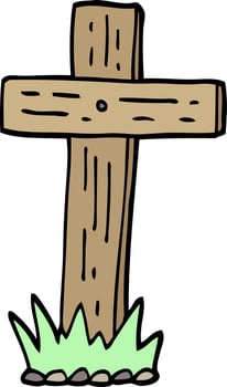 hand drawn doodle style cartoon wooden cross vector