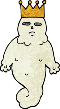grunge textured illustration cartoon spooky ghost king vector