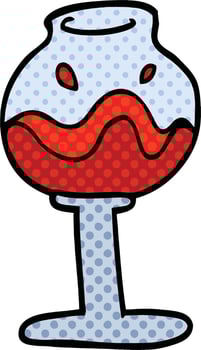 comic book style cartoon glass of wine vector