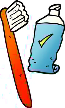 vector gradient illustration cartoon tooth brush and paste