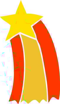 flat color illustration cartoon shooting star vector