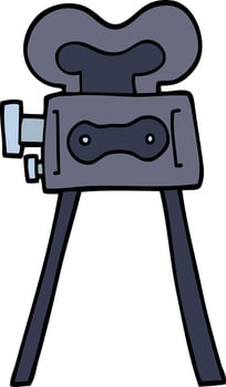hand drawn doodle style cartoon film camera vector