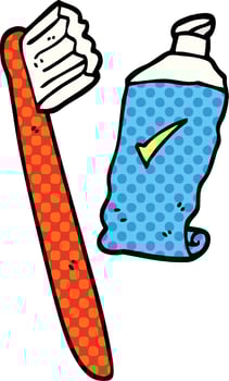 comic book style cartoon tooth brush and paste vector