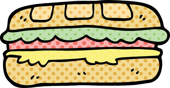 comic book style cartoon tasty sandwich vector