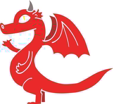 cute flat color illustration cartoon dragon vector