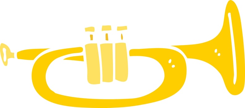 flat color illustration cartoon trumpet vector