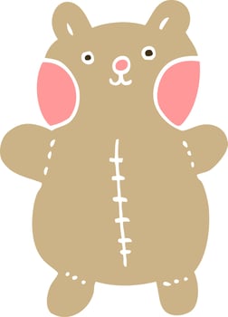 flat color illustration cartoon teddy bear vector