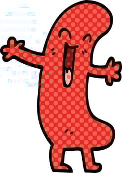 comic book style cartoon happy sausage vector