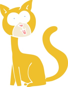 funny flat color illustration cartoon cat vector