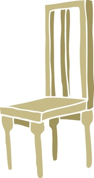 flat color illustration cartoon wooden chair vector