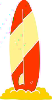 flat color illustration cartoon surf board vector