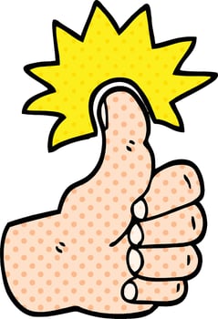 comic book style cartoon thumbs up symbol vector
