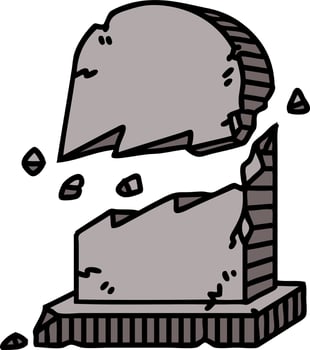 traditional tattoo of a broken grave stone vector