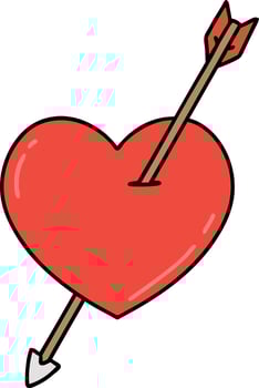 traditional tattoo of an arrow and heart vector